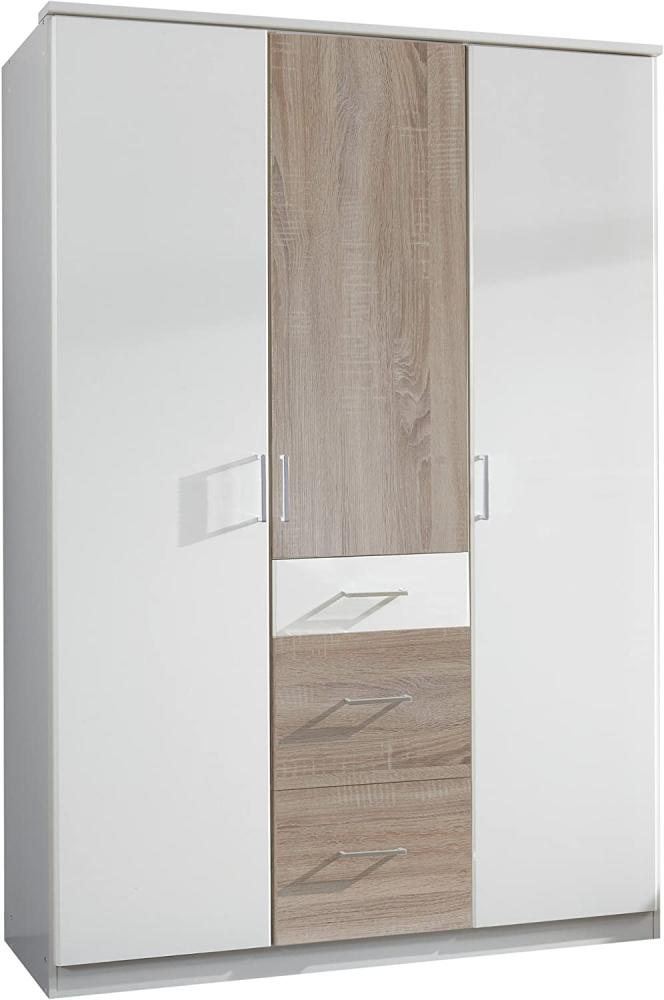 Kleiderschrank CLICK Weiß Sonoma Eiche sägerau 135 cm Bild 1