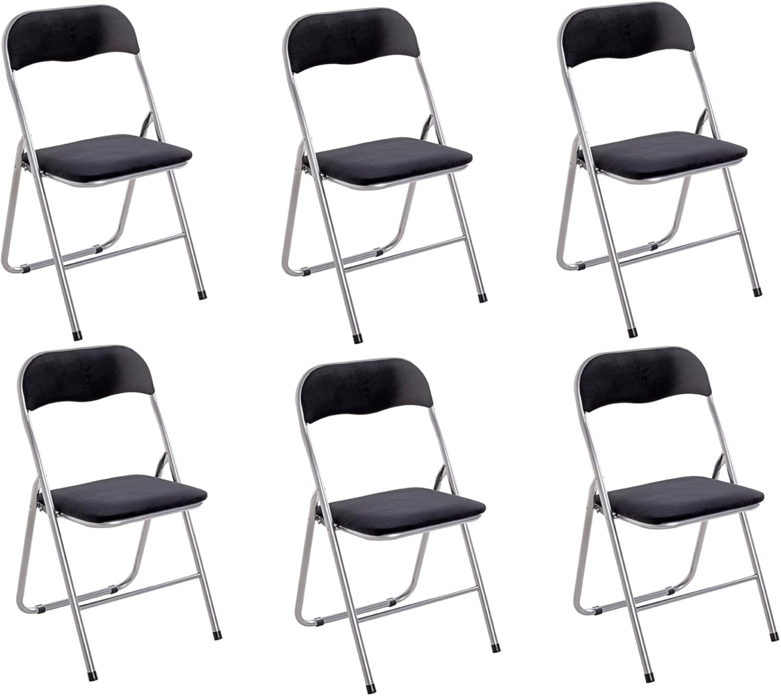 HAKU Möbel Klappstuhl 6er Set alu, schwarz, Metall, Samtgewebe - Maße: B 45 cm x H 81 cm x T 45 cm, Style: Modern Bild 1