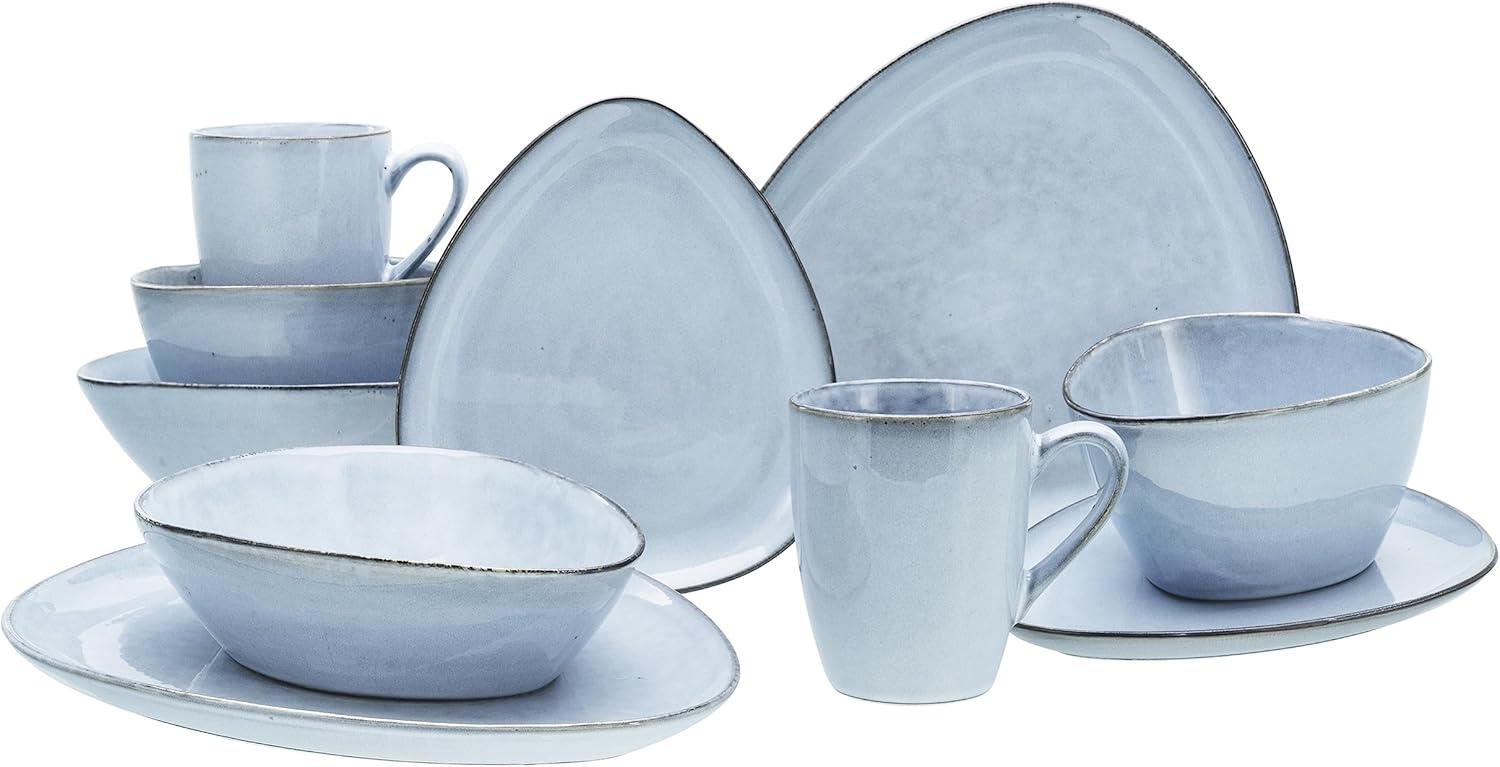 CreaTable 16635 Kombiservice Cloudy für 2 Personen, Steinzeug, blau (1 Set, 10-teilig) Bild 1