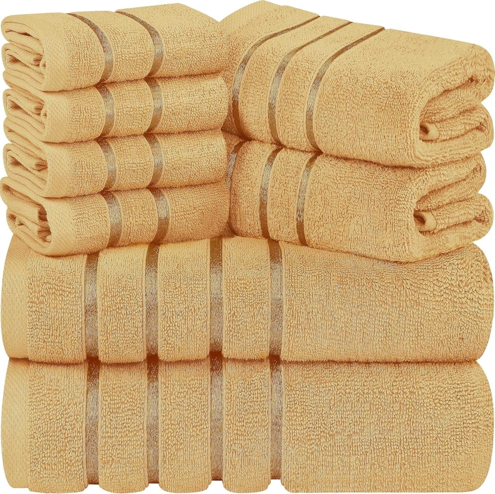 Utopia Towels 8-teiliges Luxus-Handtuch-Set, 2 Badetücher, 2 Handtücher und 4 Waschlappen, 600 g/m², 100% ringgesponnene Baumwolle, sehr saugfähige Viskose-Streifen-Handtücher, ideal für den Bild 1