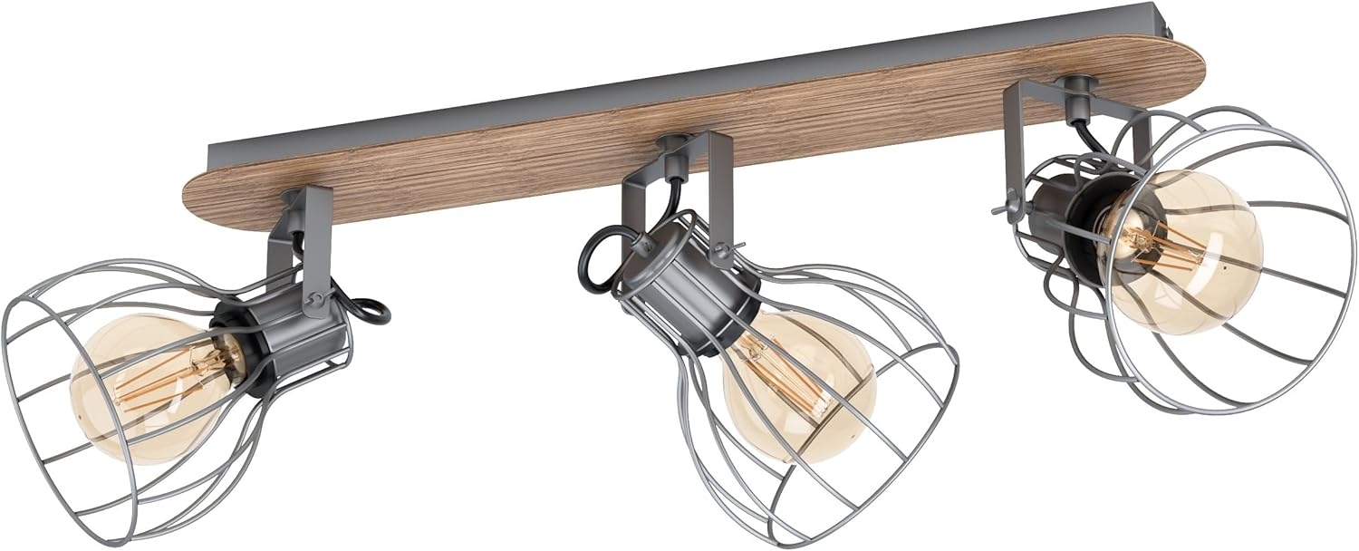 Eglo 98136 Spotleuchte SAMBATELLO braun, silber E27 3X40W L:57,5cm B:9cm dimmbar Bild 1