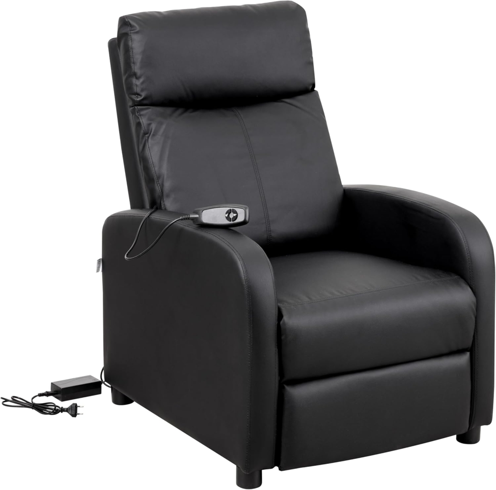 Baroni Home Relaxsessel aus weichem Schaumstoff, mit elektrischer Recliner mit Fernbedienung, Fußstütze, rutschfeste Füße, bequemer und einfacher Montagesessel, Schwarz, 66 x 75 x 99 cm Bild 1