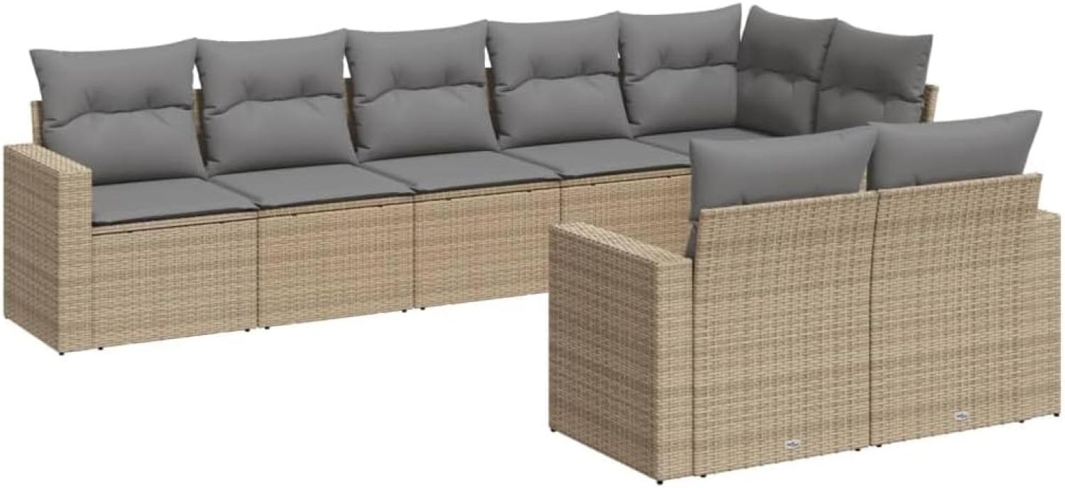 vidaXL 8-tlg. Garten-Sofagarnitur mit Kissen Beige Poly Rattan 3251556 Bild 1