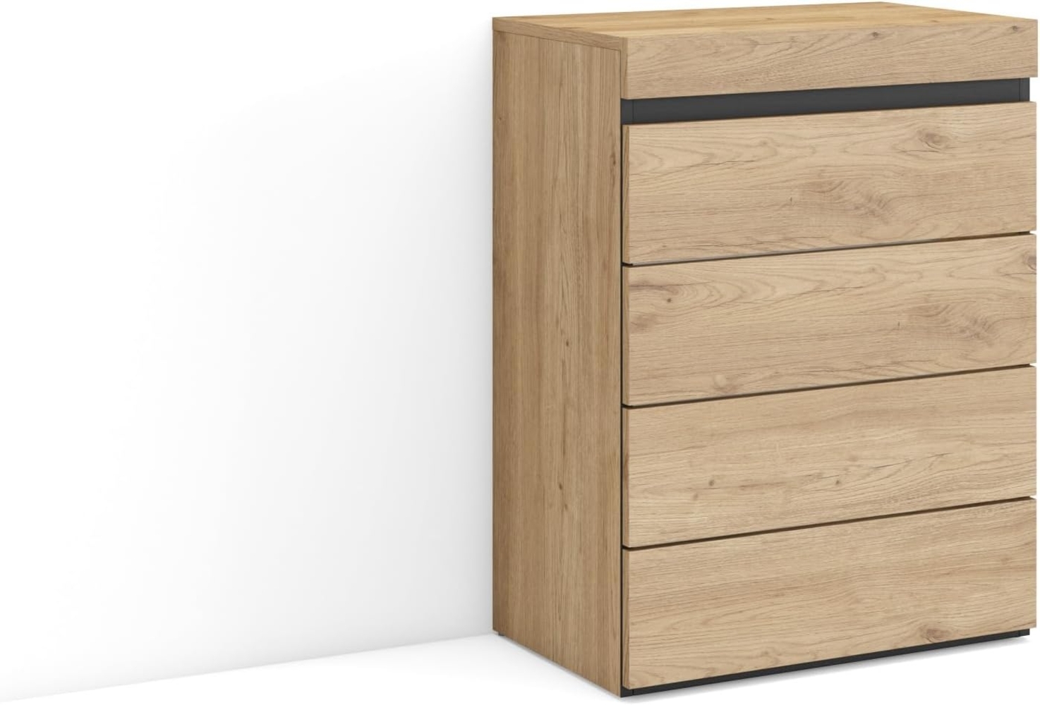 Skraut Home | Kommode mit Schubladen | Aufbewahrungsschrank | 57 x 75 x 35 cm | Für Schlafzimmer, Zimmer | Sideboard, Schrank | Moderner Stil | Eiche Bild 1