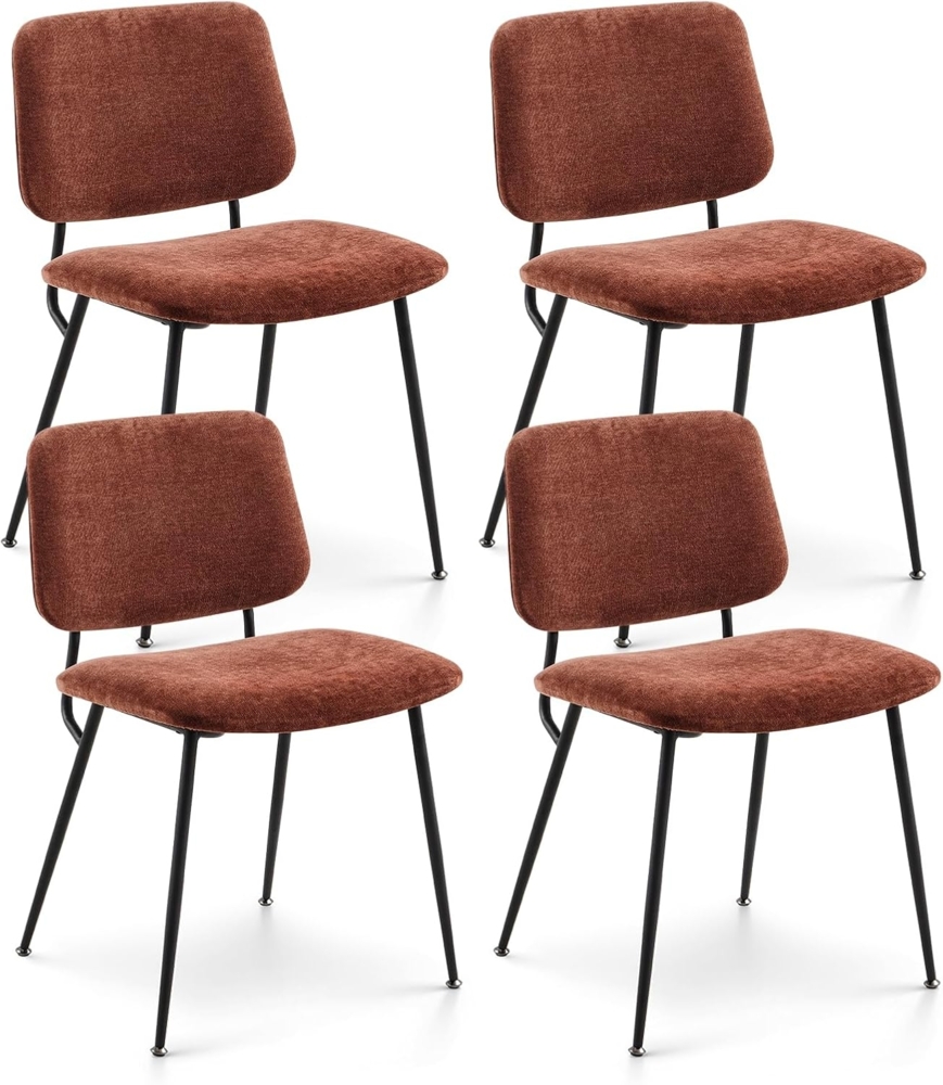 COLAMY Esszimmerstühle 4er Set, Moderner Küchenstühle, Esszimmerstuhl, Polsterstühle, Esstisch Stühle, Stühle Esszimmer, Mittagessenstühle, Stoff, Metallbeine, Orange Bild 1