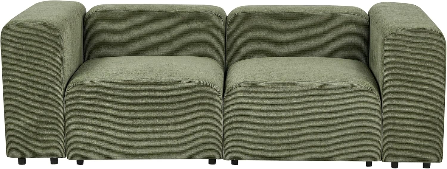 2-Sitzer Sofa Cord grün mit Ottomane FALSTERBO Bild 1