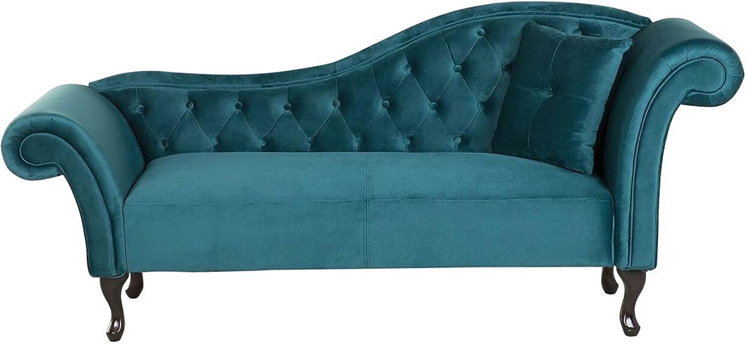 Chaiselongue Samtstoff blau rechtsseitig LATTES Bild 1