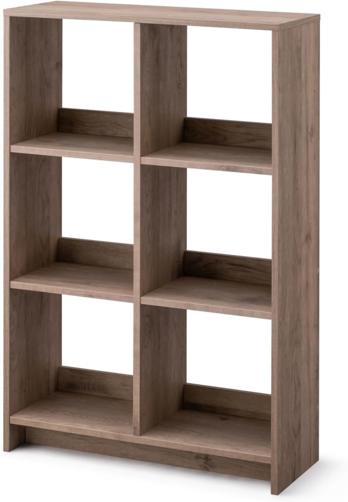 Iris Ohyama Würfel-Bücherregal, offenes Holzregal, Schrank mit 6 Böden, offenes Holzregal, Einfache Montage, modular, Büro, Wohnzimmer, Schule, 27 x 69 x 110, WOS-6, Aschbraun Bild 1