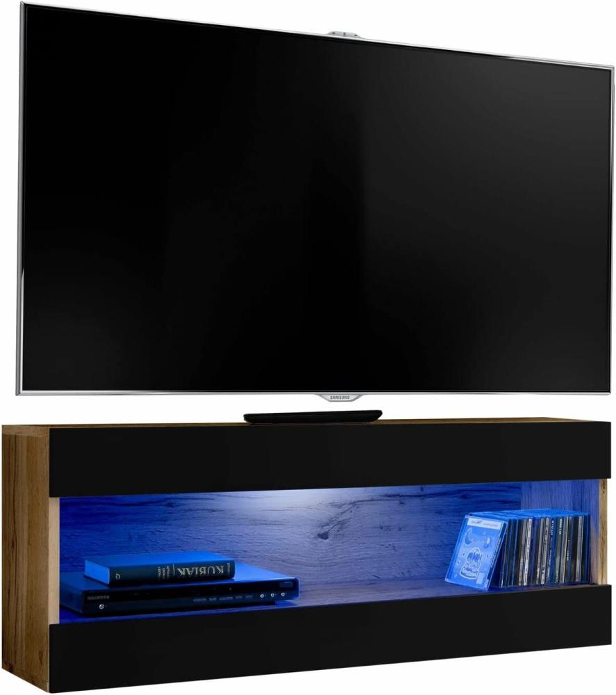 Stylefy Azara Lowboard Wotan Eiche Schwarz Blau Bild 1