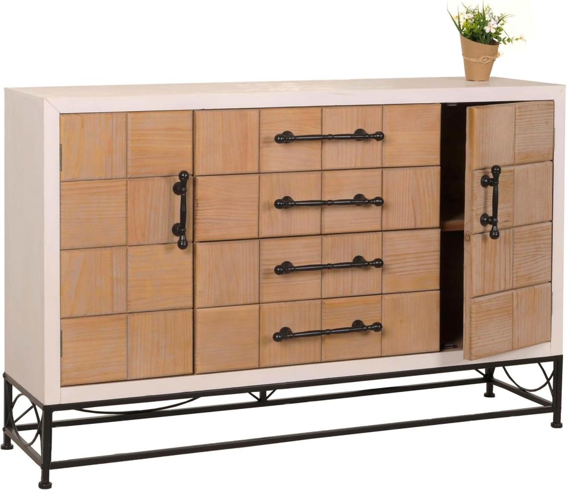 Kommode HWC-N30, Schrank Sideboard Highboard mit Türen und Schublade, Massiv-Holz MDF, 92x140x42cm Bild 1