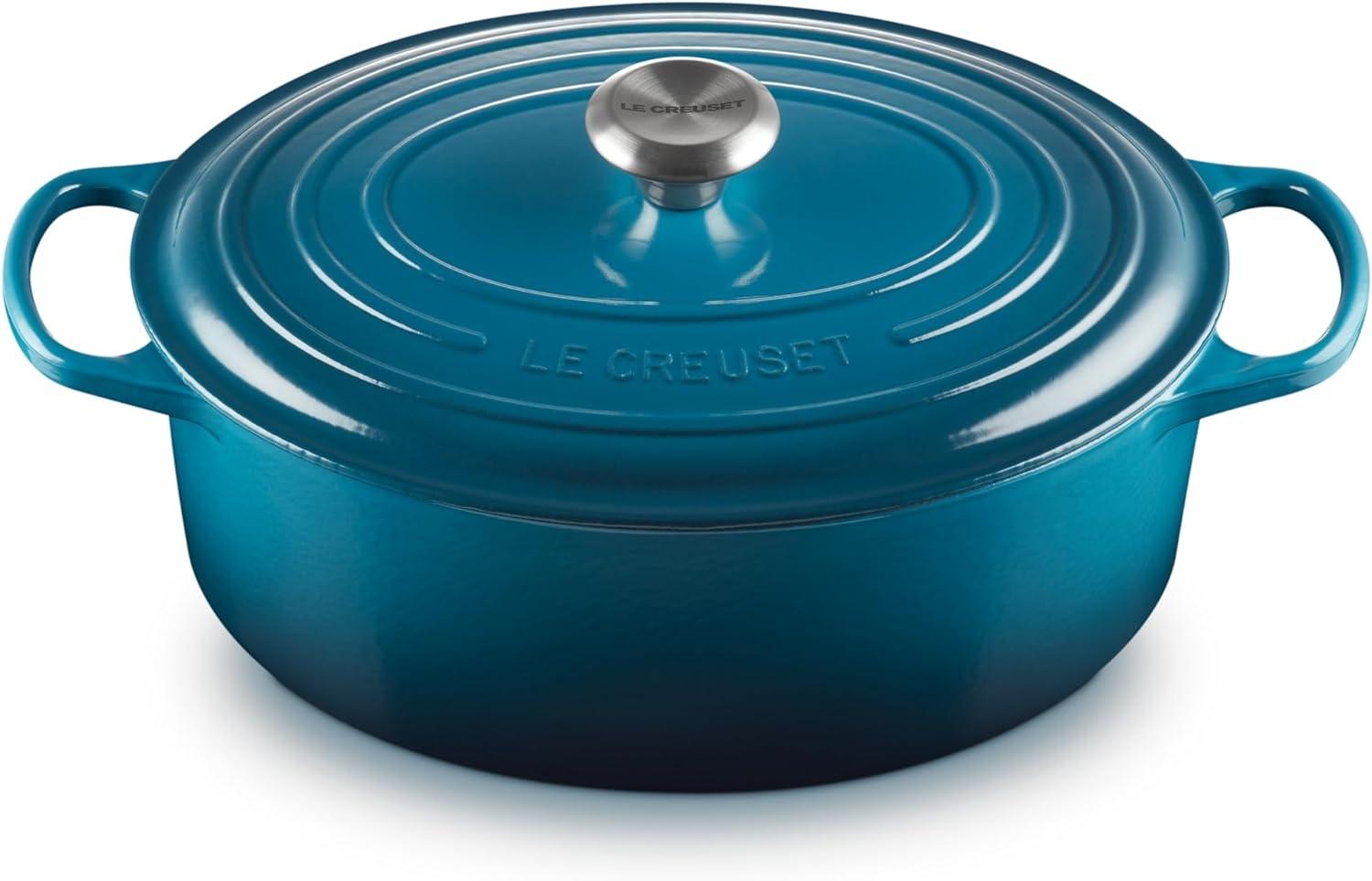 Le Creuset Bräter 'Signature' , Gusseisen , Oval, für alle Herdarten und Induktion geeignet, Deep Teal, 31,0 cm Bild 1