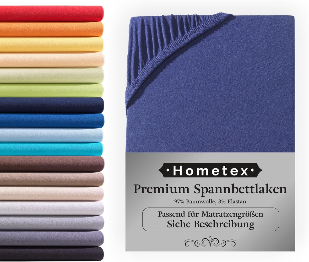 Hometex Premium Textiles Spannbettlaken Premium Boxspringbett Spannbetttuch ideal für Wasserbett und Matratzen, Jersey, Gummizug: Rundumgummizug, Spannbettlaken Premium Qualität 190 g/m², Gekämmte Baumwolle Bild 1