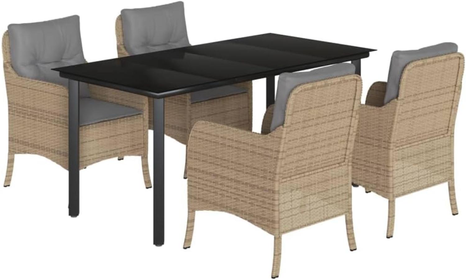 vidaXL 5-tlg. Garten-Essgruppe mit Kissen Beige Poly Rattan 3211986 Bild 1