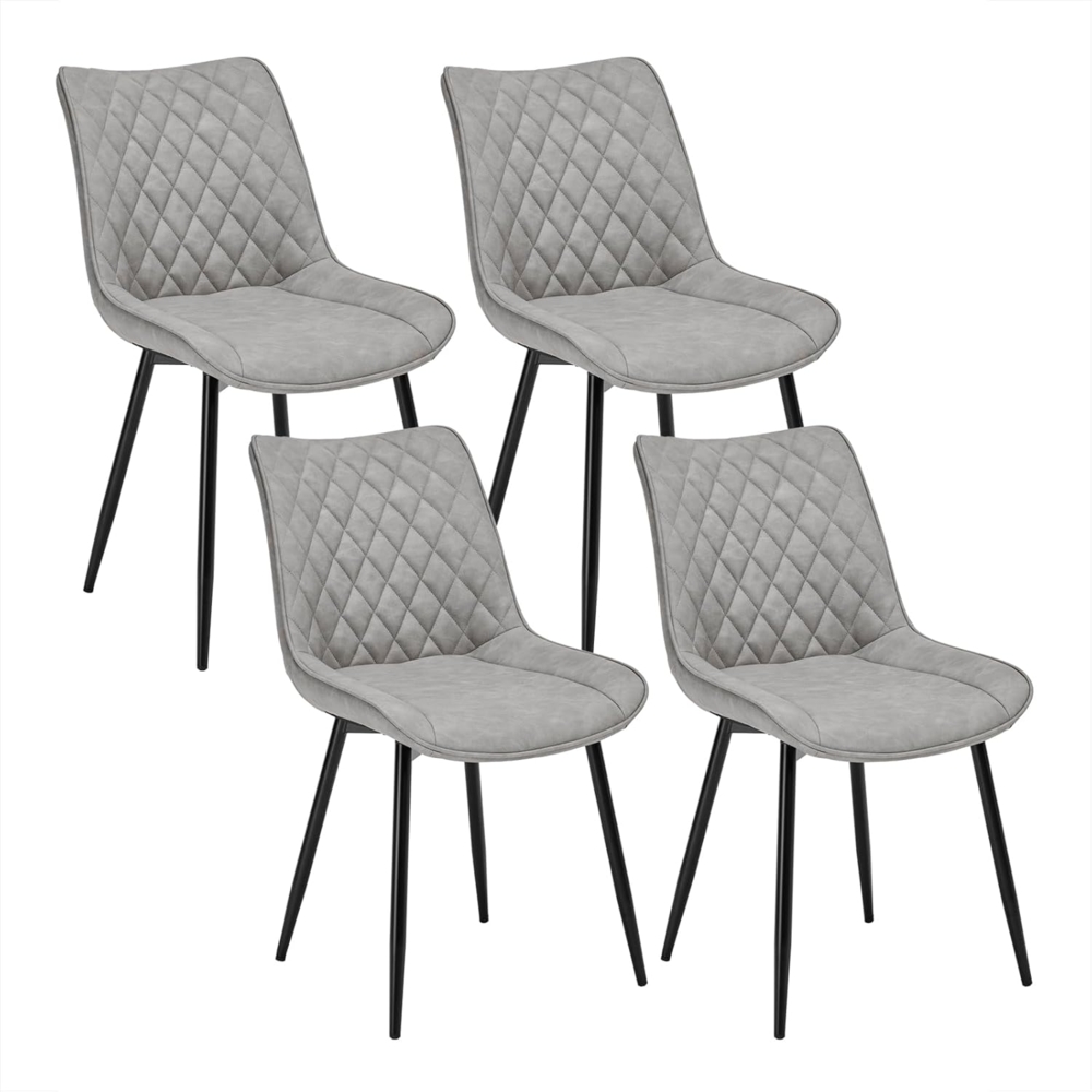 WOLTU 4 x Esszimmerstühle 4er Set Esszimmerstuhl Küchenstuhl Polsterstuhl Design Stuhl mit Rückenlehne, mit Sitzfläche aus Kunstleder, Gestell aus Metall, Antiklederoptik, Grau, BH210gr-4 Bild 1