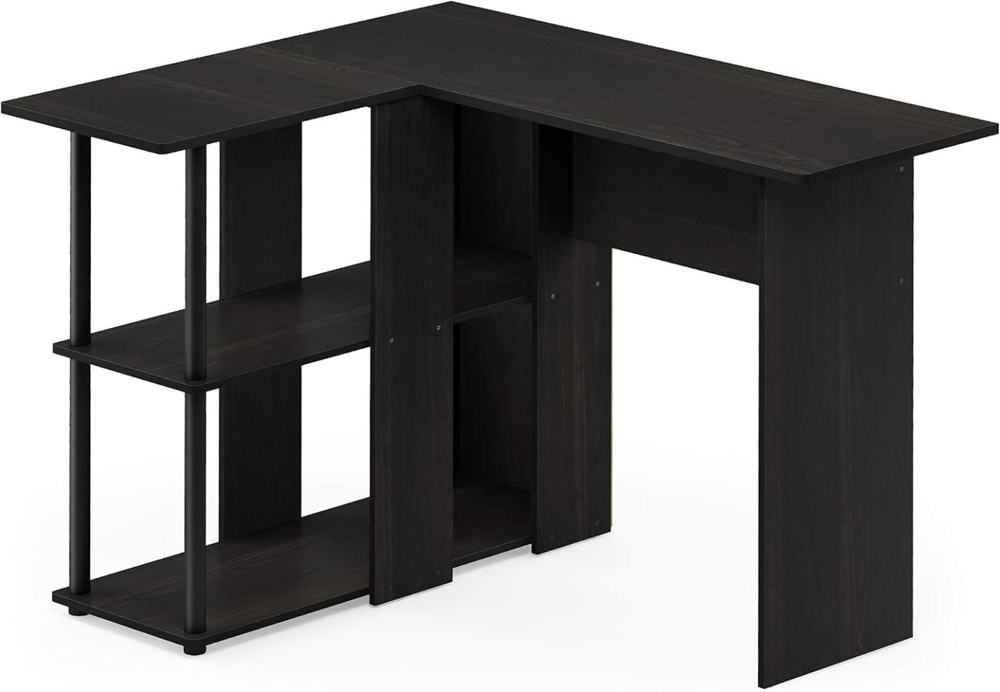 Furinno Abbott L-förmiger Schreibtisch mit Regalen, holz, Espresso/Schwarz, 87.5 x 87.5 x 73.51 cm Bild 1