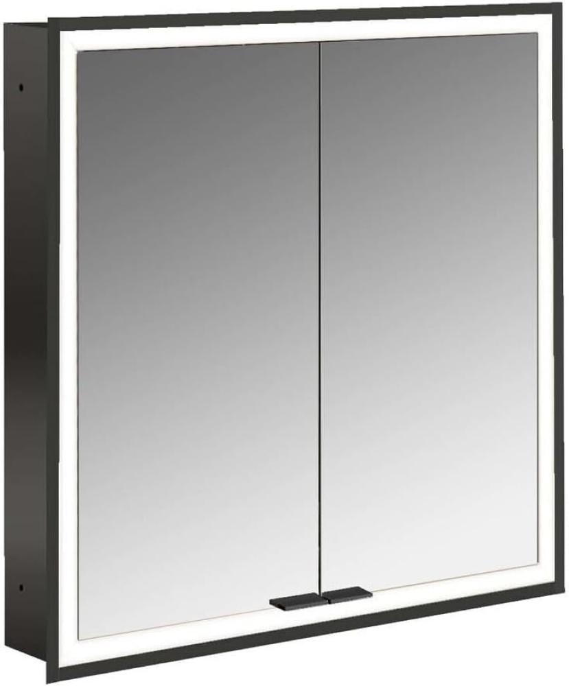 Emco asis prime Lichtspiegelschrank, Unterputzmodell, 2 Türen, mit Lichtpaket, 600mm, Ausführung: Gehäuse schwarz - Rückwand verspiegelt - 949713371 Bild 1