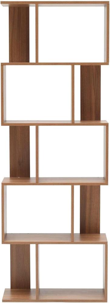 Rebecca Mobili Bügerregal Holzregal 5 Ablagen Braun Modern Holz Büro Wohnzimmer - 169 x 60 x 24 cm (H x B x T) - Art. RE6031 Bild 1