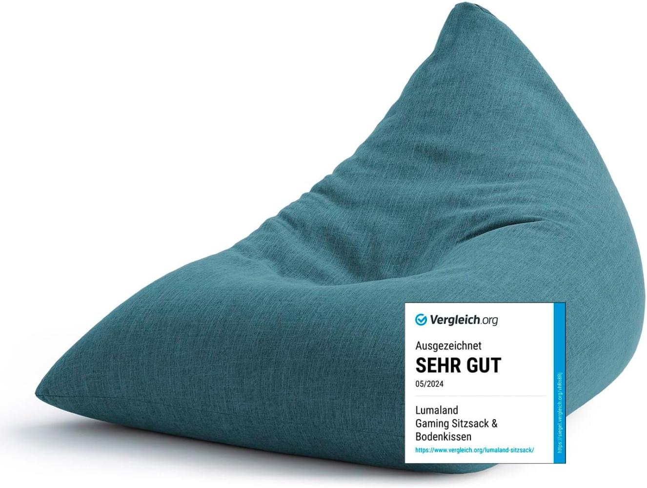 Lumaland Sitzsack Interior Line - Sitzkissen Bean Bag - Dreieckiger Komfort-Sitzsack - 370l Füllung - 150 x 100 x 100 cm - Aqua Bild 1