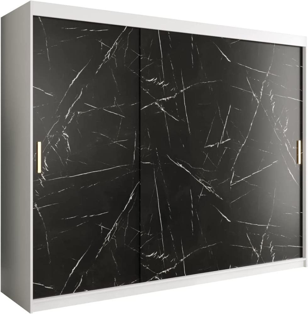 Kleiderschrank Kamoga T 250 (Weiß / Marmor Schwarz + Gold, mit Schubladen) Bild 1
