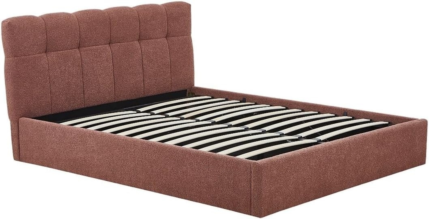 Vente-unique - Bett mit Bettkasten - 160x200 cm - Bouclé-Stoff - Terracotta - MAZIRI Bild 1