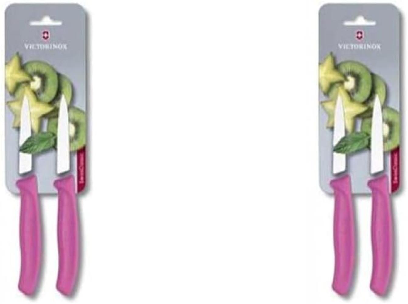 Victorinox, Swiss Classic, Profi Gemüsemesser, Extra Scharfe Klinge, Wellenschliff, 8 cm, Robuster Kunststoffgriff, Rostfreier Stahl, pink (Packung mit 2) Bild 1