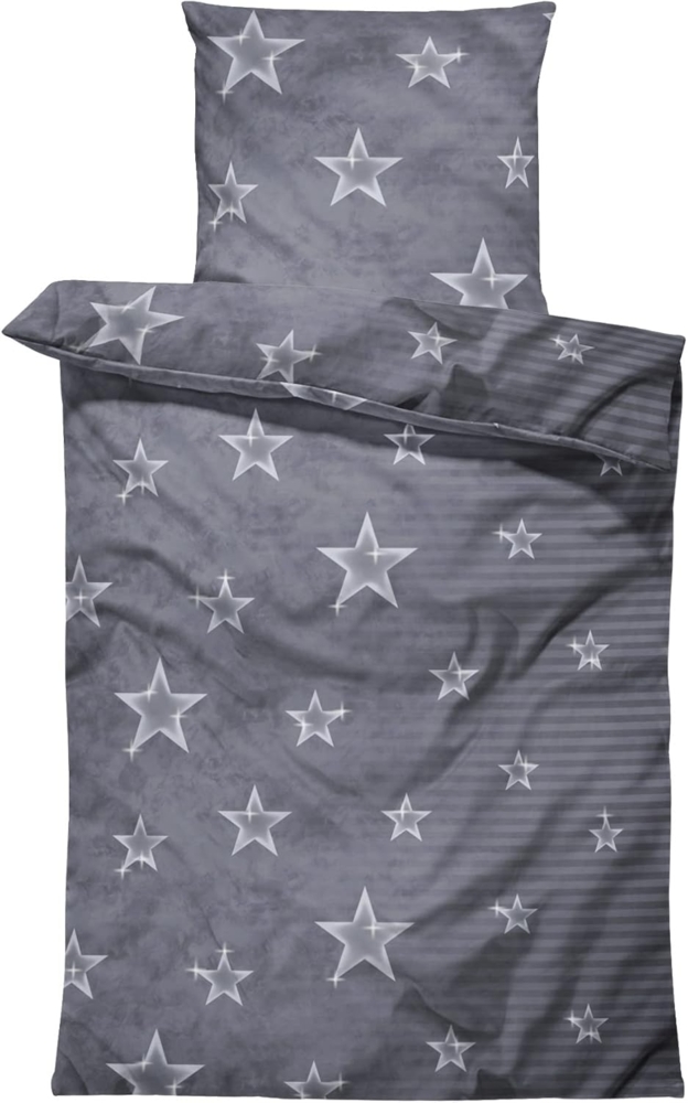 One Home Bettwäsche Galaxy, Mikrofaser, 4 teilig, Sterne und Streifen, Komfortgröße Bild 1