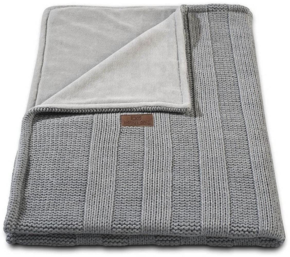 Baby's Only 151122 Kinderdecke Strickdecke Robust Rippe, 135 x 100 cm, Grau Bild 1