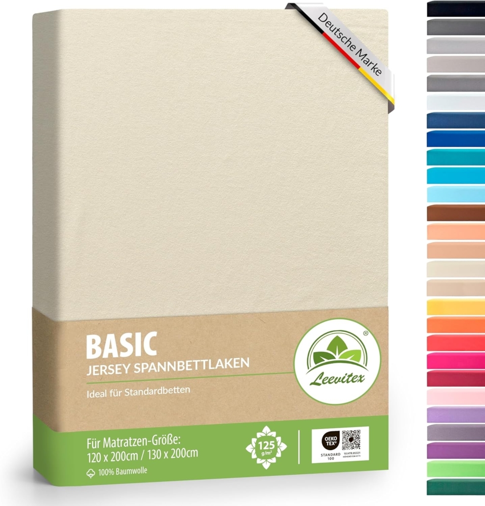 leevitex® Spannbettlaken Spannbettlaken Classic Jersey, Gummizug: rundum, 100% Baumwolle, anschmiegsam & dehnbar, diverse Größen und Farben Bild 1