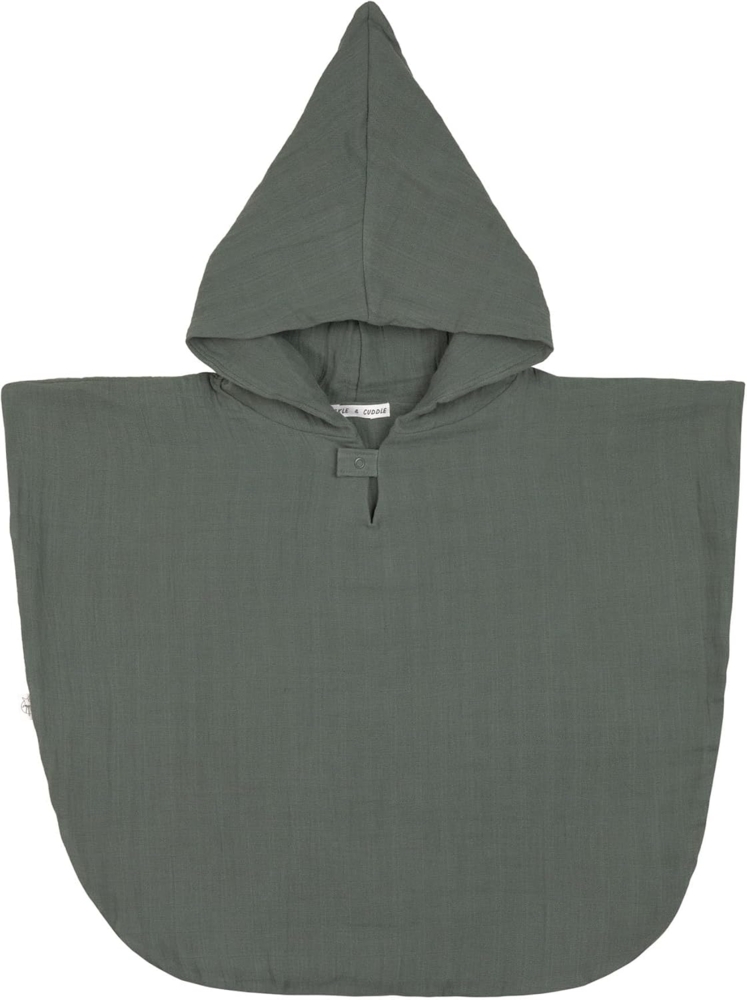 LÄSSIG Kinder Badeponcho aus Musselin mit Kapuze/Muslin Poncho Petrol Green Bild 1