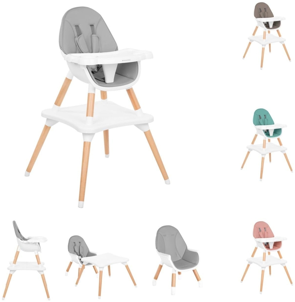 Kikkaboo Kinderhochstuhl Multi 3 in 1, Kinderstuhl, Tisch, Holzbeine, umbaubar dunkelgrau Bild 1