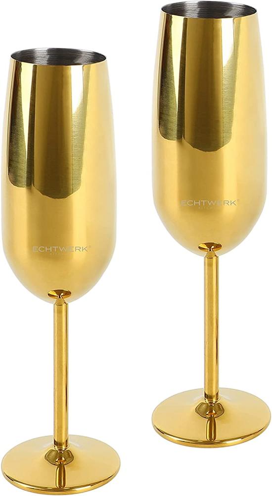 ECHTWERK Champagnerglas, Edelstahl, Sektglas, Sektkelch, Champagnerkelch, bruchsicher, 250 ml Bild 1