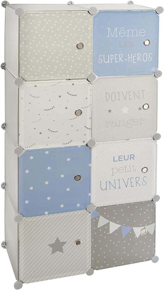 Atmosphera Kinderkleiderschrank, 64 x 31 x 124 cm, Blau, 5 Fächer und 1 Kleiderstange Bild 1