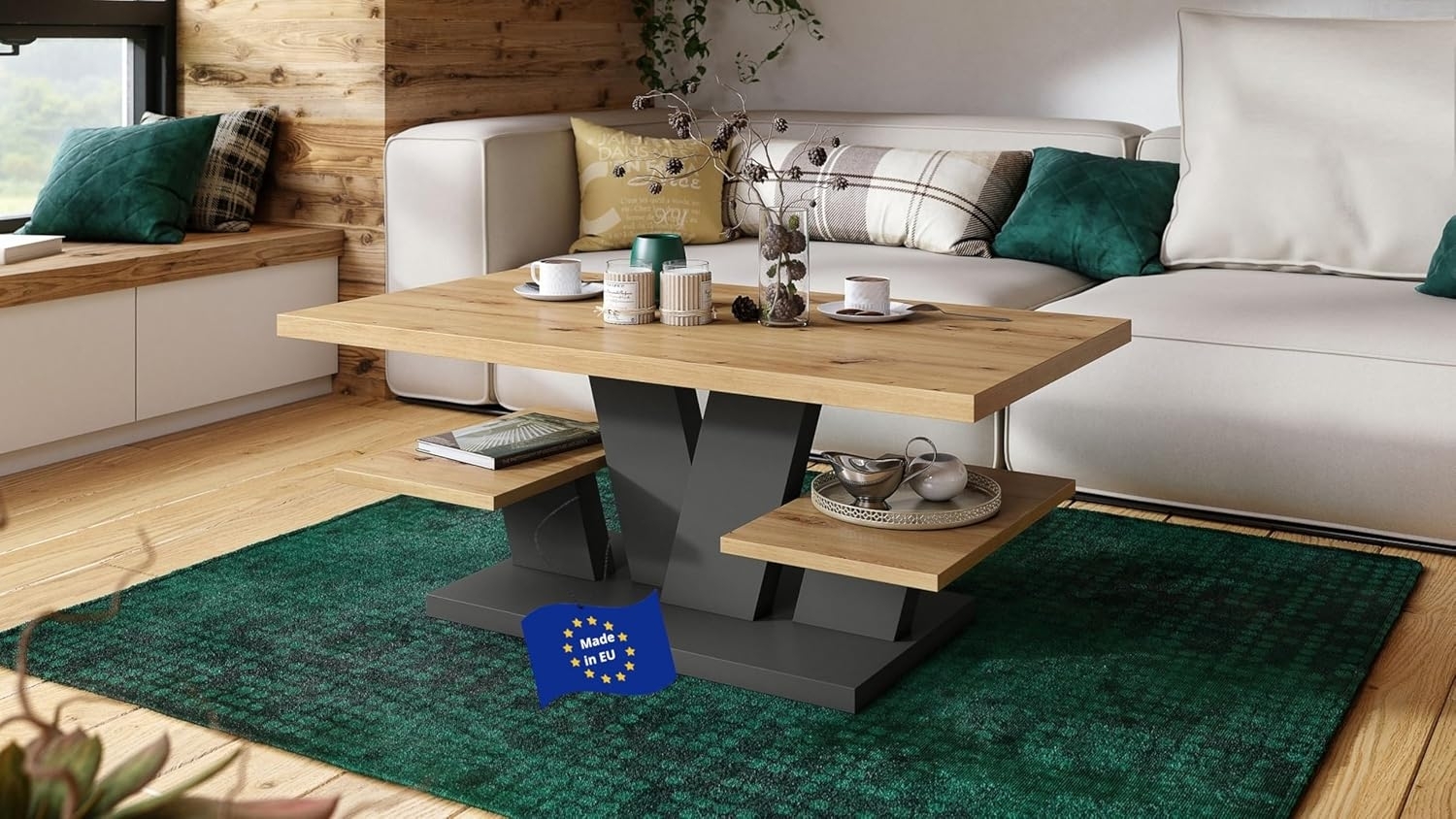 designimpex Couchtisch Design Viva Tisch Wohnzimmertisch 110x60x45 cm mit Ablagefläche Bild 1