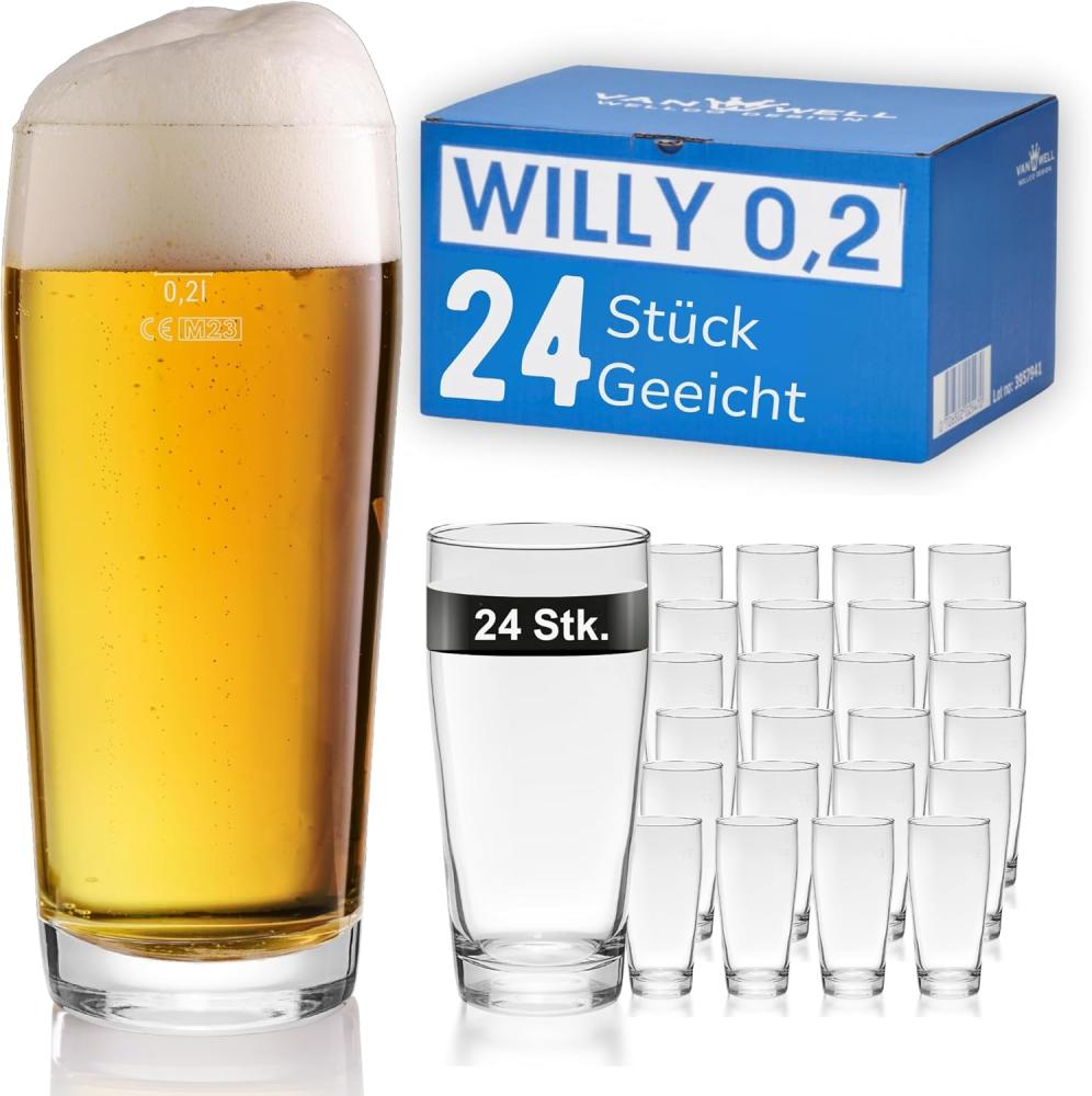 24er Set Bierglas Willibecher 0,2L geeicht Biergläser Tumbler perfekt geeignet für Gastronomie Bild 1