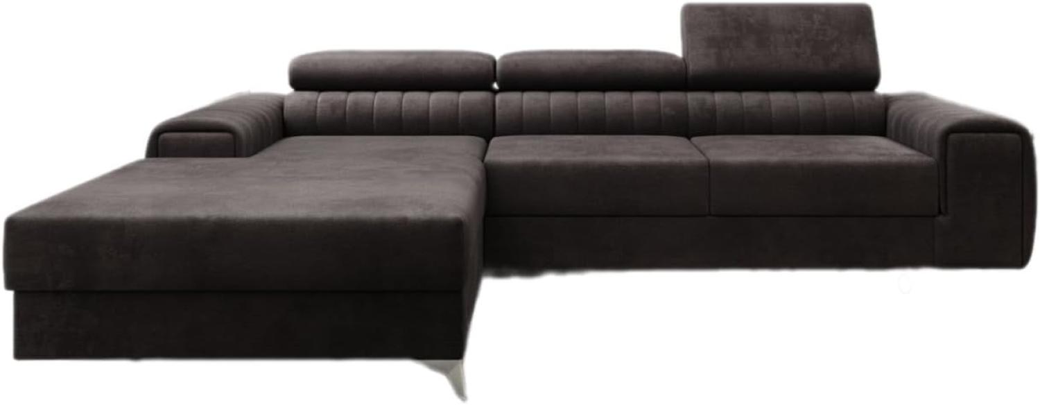 Designer Sofa Melinda mit Schlaf- und Klappfunktion Samt Dunkelbraun Links Bild 1