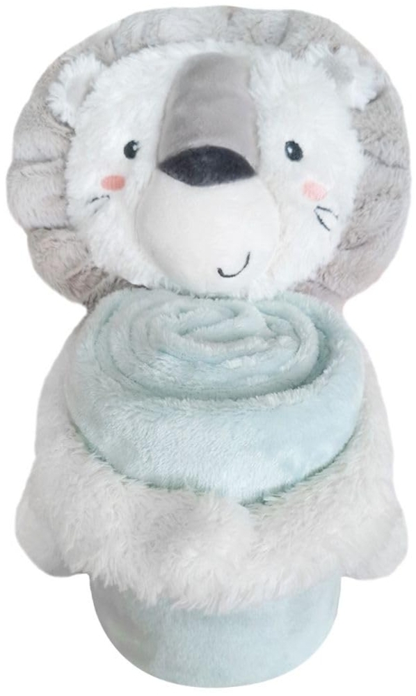 Kikkaboo Babydecke 2 in 1 Geschenkset Kuscheltier 25 cm Kuscheldecke 100x70 cm hellblau Bild 1