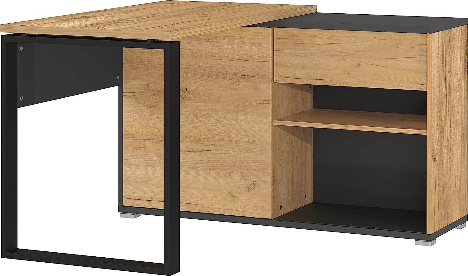 Germania Winkelschreibtisch 4342-549 GW-Fintona, mit integriertem Sideboard, griffloses Design, in Anthrazit/Eiche, 117 x 75 x 120 cm (BxHxT) Bild 1