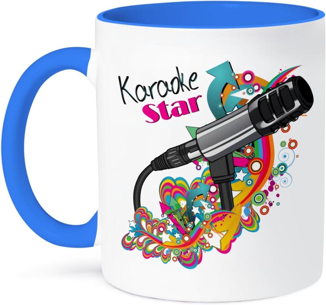 3dRose Singer Mondern Karaoke-Mikrofon, Pop Art Vector Microphone-Two, Tasse, Keramik, Blau-Weiß, 10,16 x 7,62 x 9,52 cm Bild 1