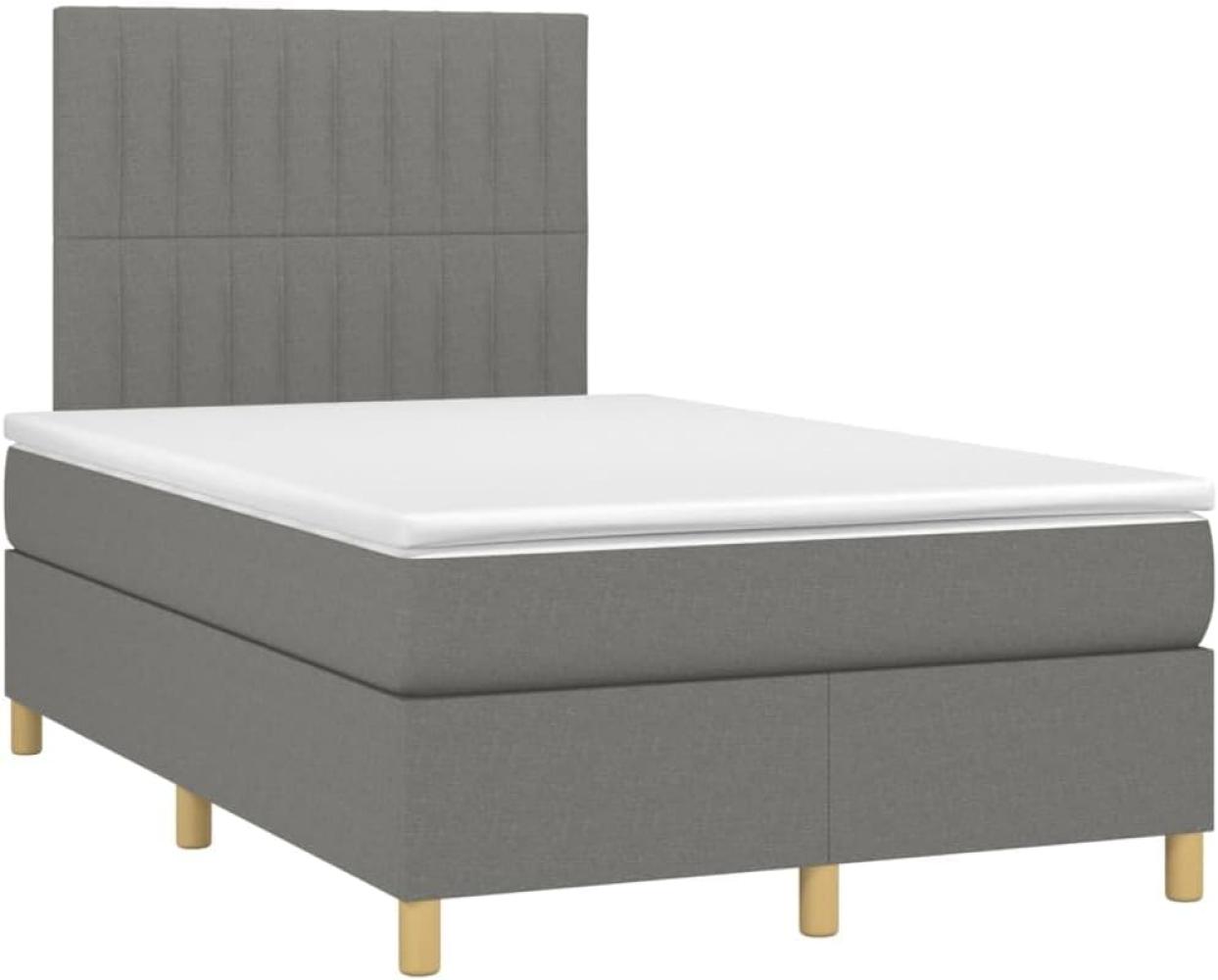 vidaXL Boxspringbett mit Matratze Dunkelgrau 120x200 cm Stoff, Härtegrad: H2 [3142482] Bild 1