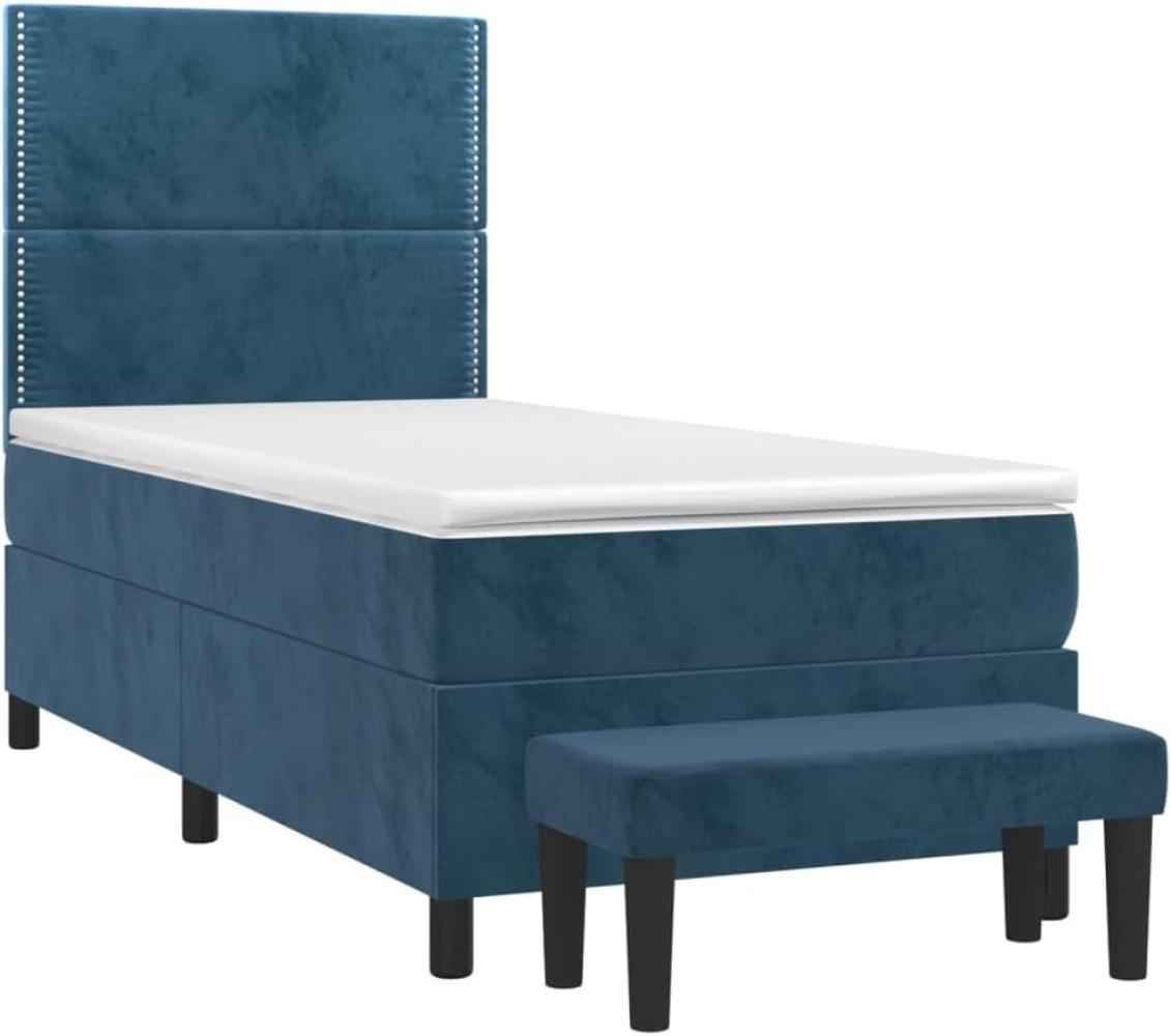 vidaXL Boxspringbett mit Matratze Dunkelblau 90x190 cm Samt 3137759 Bild 1