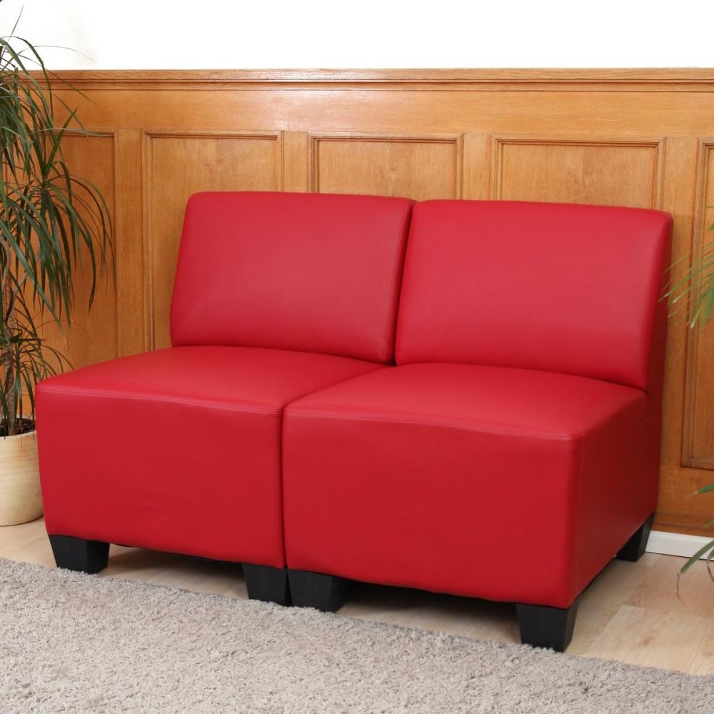 Modular 2-Sitzer Sofa Couch Lyon, Kunstleder ~ rot, ohne Armlehnen Bild 1