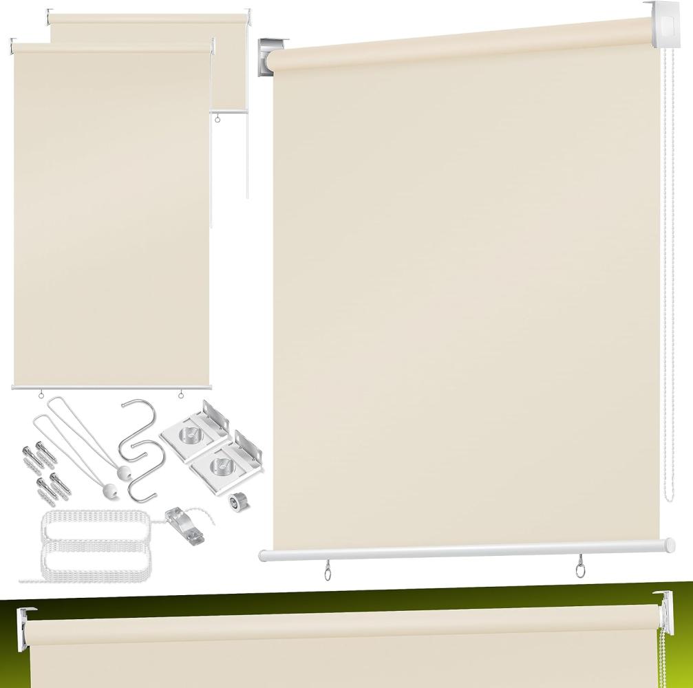 KESSER® Senkrechtmarkise Vertikalmarkise Balkonmarkise Sichtschutz Sonnenschutz Seitenrollo Beschattung , Balkonrollo Stabil und wetterbeständig, für Balkon, Terrasse, Garten Beige, 140x140cm Bild 1