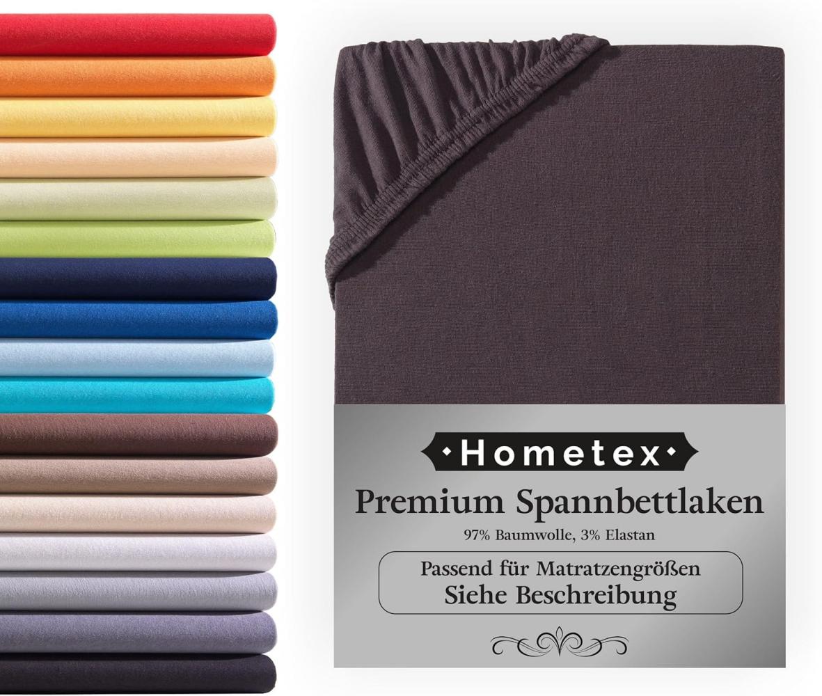 Hometex Premium Textiles Spannbettlaken Premium Boxspringbett Spannbetttuch ideal für Wasserbett und Matratzen, Jersey, Gummizug: Rundumgummizug, Spannbettlaken Premium Qualität 190 g/m², Gekämmte Baumwolle Bild 1