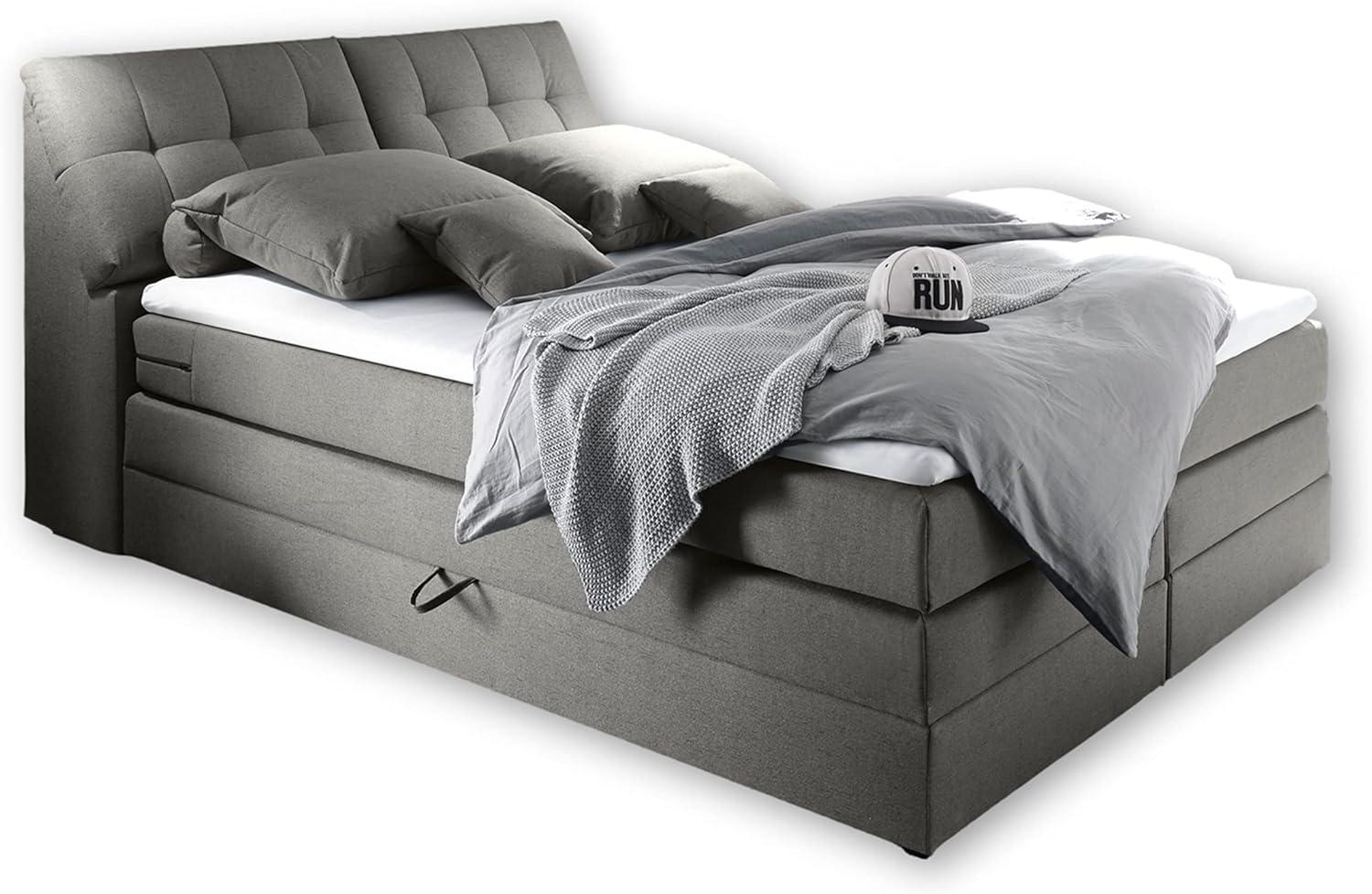 Stella Trading SPACE 1 Boxspringbett 180x200 mit Bettkasten, Grau - Bequemes Doppelbett mit Bonell Matratze & Komfortschaum Topper - 189 x 106 x 237 (B/H/T) Bild 1