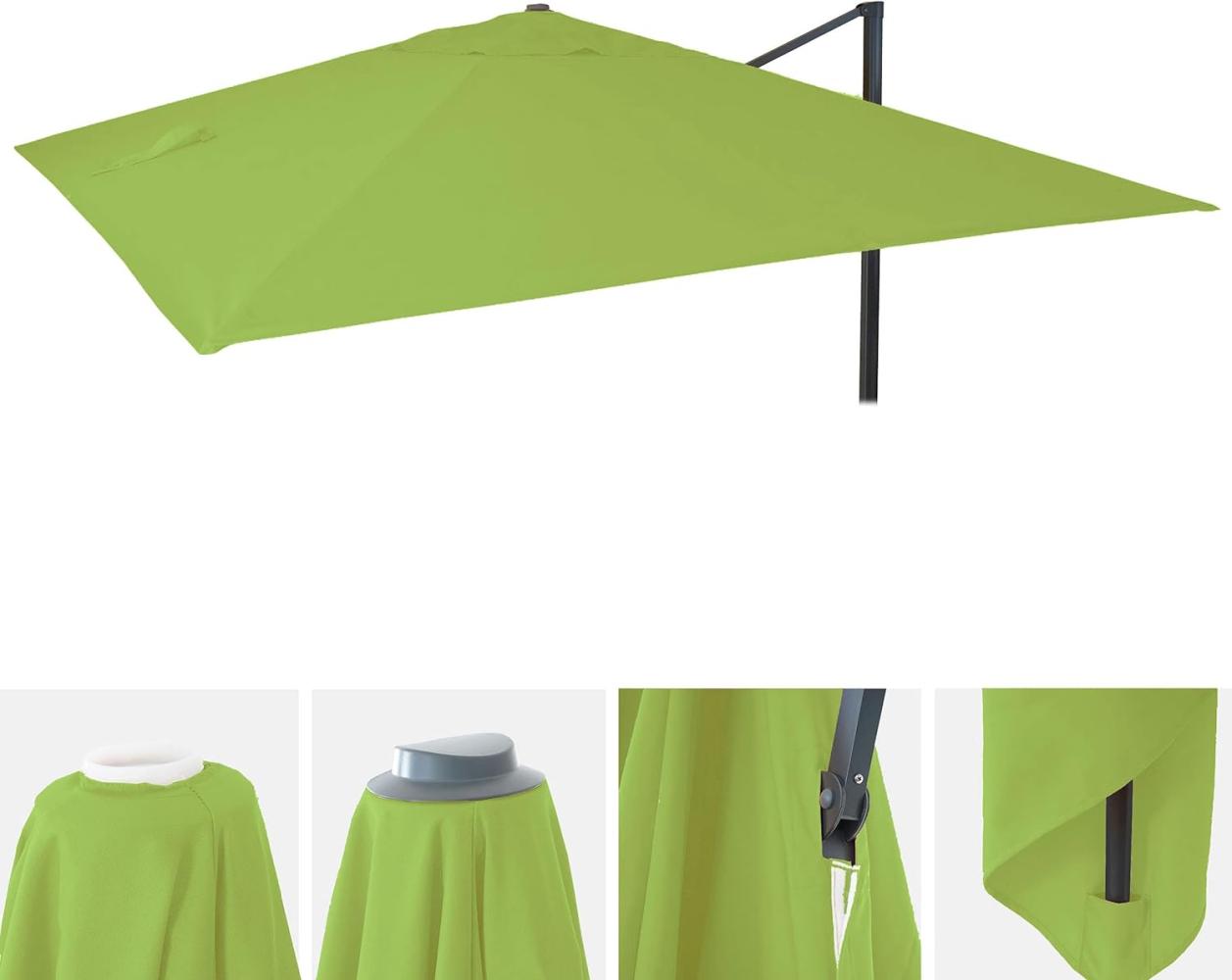 Ersatz-Bezug für Luxus-Ampelschirm HWC-A96, Sonnenschirmbezug Ersatzbezug, 3x3m (Ø4,24m) Polyester 2,7kg ~ hellgrün Bild 1