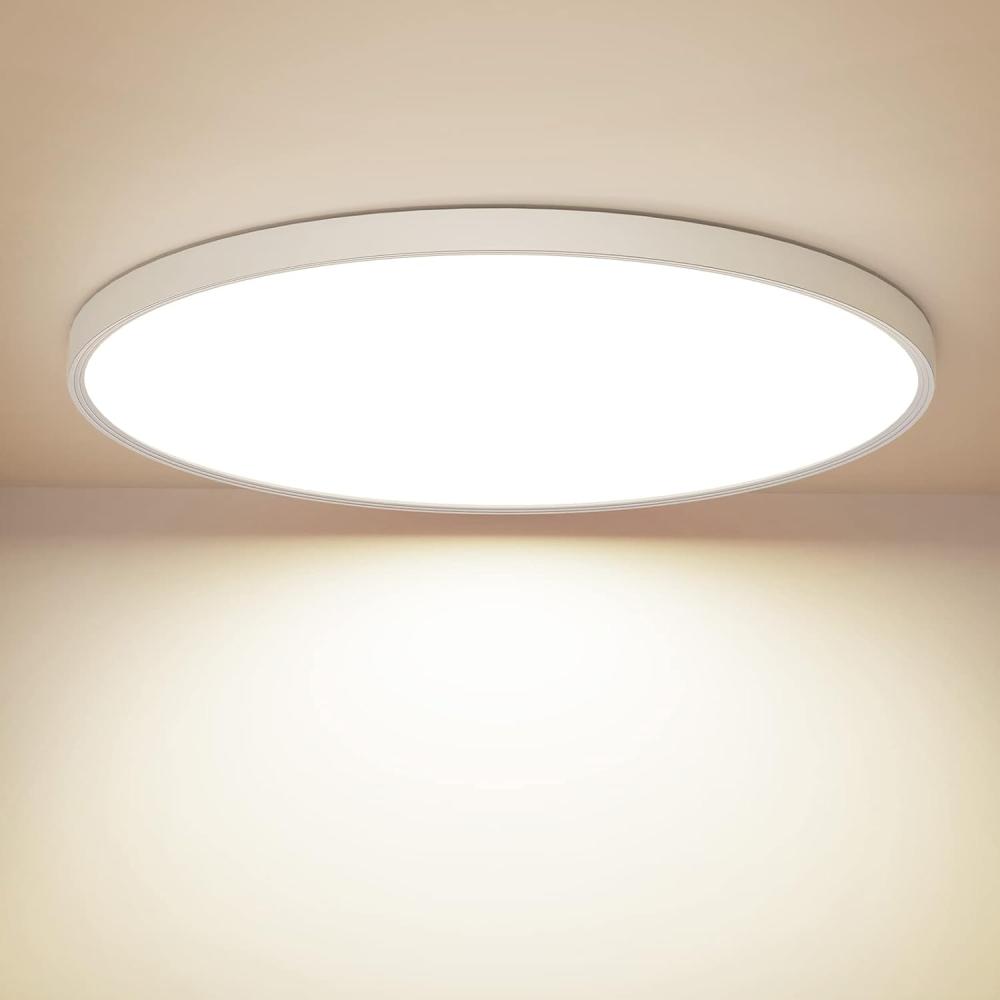 OUILA LED Deckenleuchte Flach Rund - Deckenlampe 24W 4000K 2600LM IP44 Wasserdichte Badezimmer lampe, Küchenlampe Neutralweiß für Küche Bad Schlafzimmer Flur Keller, Durchmesser 30cm Bild 1