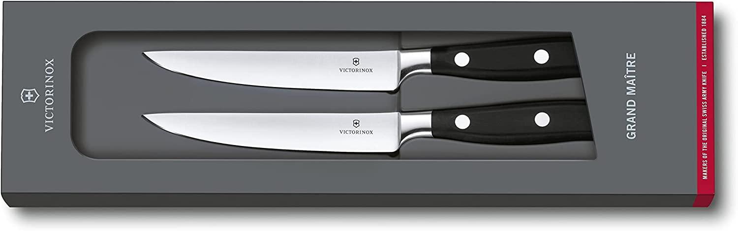 Victorinox Grand Maitre 2er Set Steakmesser, 12 cm Klinge, Rostfrei, Edelstahl, Spülmaschinengeeignet Bild 1