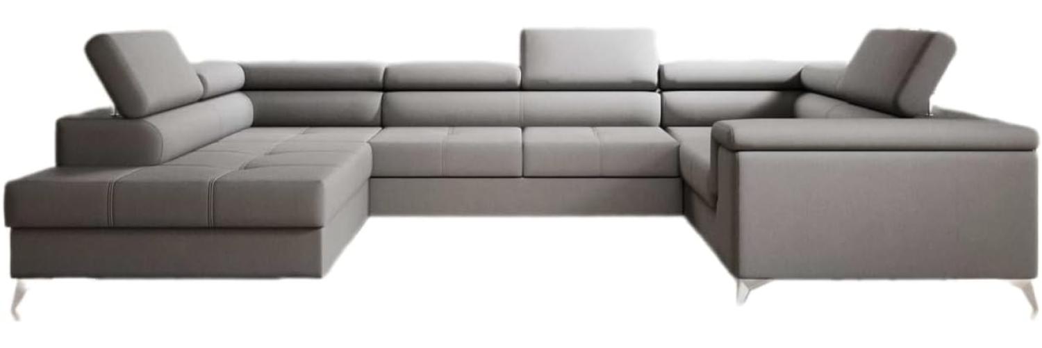 Designer Sofa Torino mit Schlaf- und Klappfunktion Stoff Grau Links Bild 1