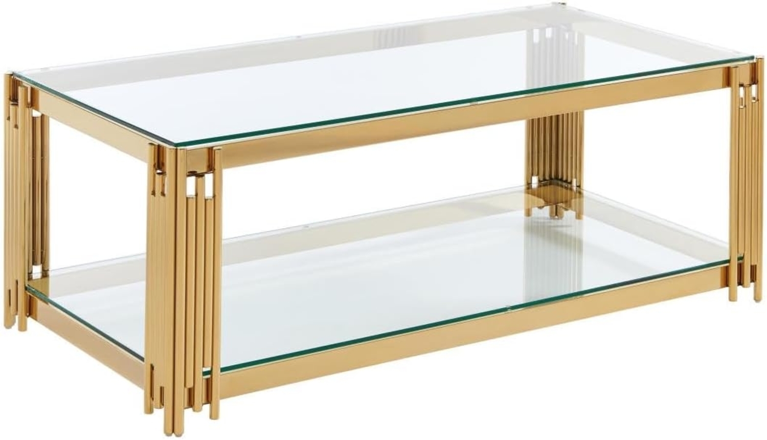 Vente-unique - Couchtisch - Sicherheitsglas & Edelstahl - Goldfarben - NOMELANO von Pascal MORABITO Bild 1