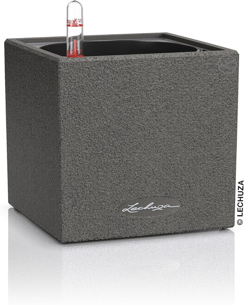 LECHUZA CANTO Stone 14 hochwertiger Kräuterwürfel mit Stick-Bewässerungssystem, graphitschwarz Bild 1